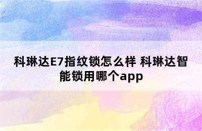 科琳达E7指纹锁怎么样 科琳达智能锁用哪个app